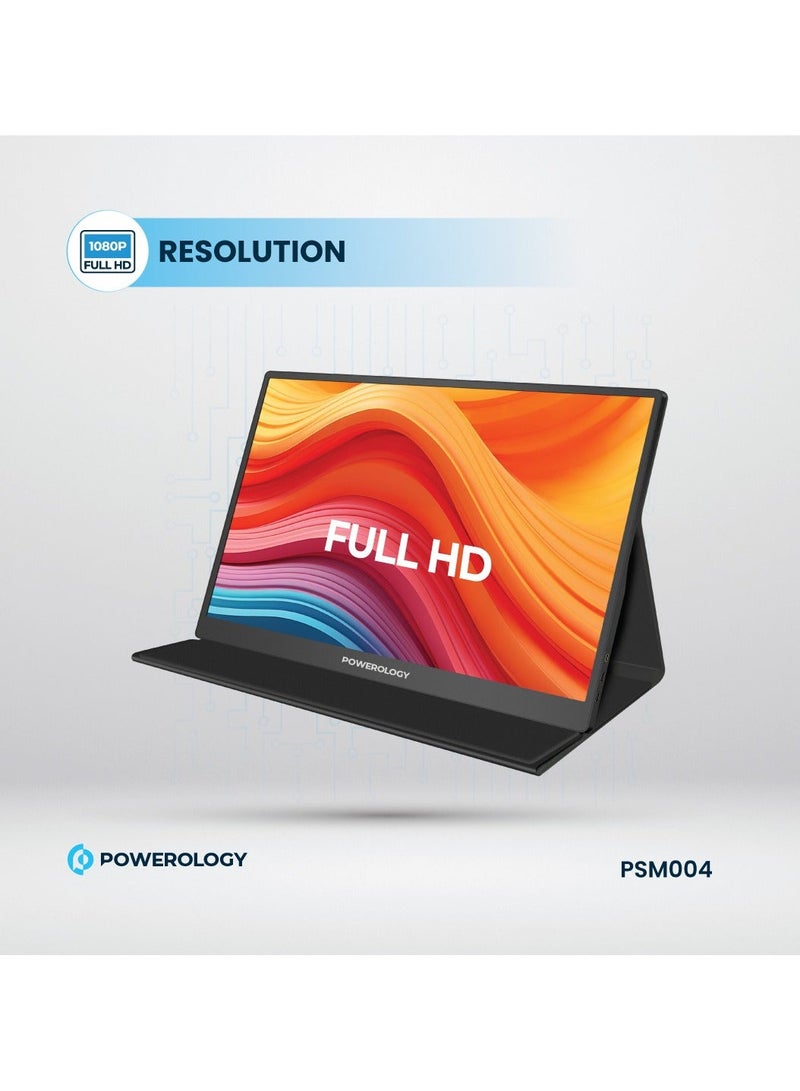 باورولوجي شاشة محمولة فائقة النحافة مقاس 15.6 بوصة مع معدل تحديث 144 هرتز ودقة 1080 بكسل عالية الوضوح / زمن انتقال منخفض / لوحة IPS / مكبر صوت محيطي / منافذ متعددة الوظائف / خفيفة الوزن - أسود - Image 4